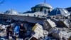 Türkiýäniň Hataý şäherinde weýran bolan metjidiň harabalygy. 2023-nji ýylyň 10-njy fewraly.