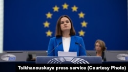 Svyatlana Tsikhanouskaya warned last month that Belarusian independence is under its "greatest threat" ever because of Alyaksandr Lukashenka.
