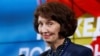 Gordana Siljanovska-Davkova addresses a press conference announcing her victory in North Macedonia's presidential election, in Skopje on May 8. 