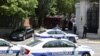 Police secure the area after an attack near the Israeli Embassy in Belgrade on June 29. 