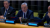 Denis Becirovic (left), Zlatko Lagumdzija (center), and Azir Osmanovic at a UN session in New York on April 19. 
