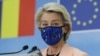 European Commission President Ursula von der Leyen speaking in Bucharest.