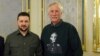 U.S. Senator Angus King (right) and Ukrainian President Volodymyr Zelenskiy in Kyiv on January 6. 