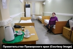 A Ukrainian woman from Mariupol rests at a refugee center in Primorsky Krai on May 6.