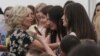 Jull Biden meets with Ukrainian refugees in Romania on May 7. 