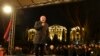 ARMENIA - Opposition leader Vazgen Manukian speaks to a crowd during a rally to pressure Armenian Prime Minister Nikol Pashinian to resign in Yerevan, March 1, 2021