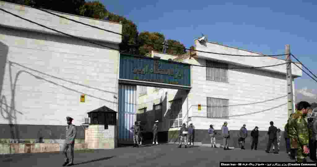 A 2009 file photo of the entrance to Evin prison. Images from inside the prison are rare, and photography is banned in the area around the site. In 2003 photojournalist Zahra Kazemi was arrested for taking pictures in front of the prison. The Iranian-Canadian later died in custody. 