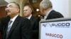 Turkey's Minister of Energy Mehmet Hilmi Gueler (L) after a signing ceremony for the Nabucco Gaspipeline, Vienna, 05Feb2008