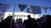 Anticorruption campaigners demonstrate in Kyiv on October 18.