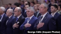 Emil Boc, Rareș Bogdan, Lucian Bode și Nicolae Ciucă la un congres PNL. 
