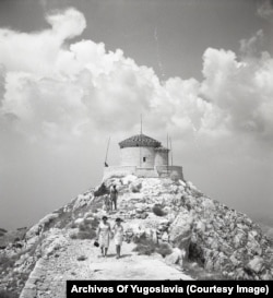 The chapel atop Mount Lovcen photographed in August 1967. The site is 1,657 meters above the waters of the nearby Bay of Kotor.
