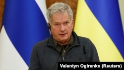 Finnish President Sauli Niinisto during a visit to Kyiv on January 24.