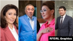 Aliya Nazarbaeva (youngest daughter of former Kazakh President Nursultan Nazarbaev), Bolat Nazarbaev (the ex-president's younger brother), Darigha Nazarbaeva (Nazarbaev's oldest daughter), and Qairat Satybaldy (Nazarbaev's nephew)

