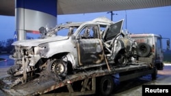 An OSCE member was killed and two were injured when the car they were traveling in drove over a landmine on April 23. 