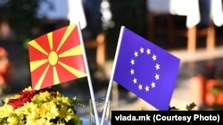 Macedonia and EU flags