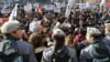 Armenia - A demonstration against controversial pension reform outside a government building in Yerevan, 6Feb2014. 