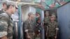 Armenia - Defense Minister Seyran Ohanian (R) talks to soldiers on frontline positions in Tavush region, 8Aug2012.