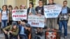 Протест проти російської пропаганди на українському телебаченні, архівне фото, вересень 2014 року