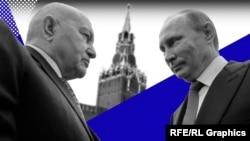 Фотоколаж. Юрій Лужков (ліворуч) і президент Росії Володимир Путін