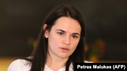 Lidera mișcării de protest din Belarus, Svetlana Țihanovskaia la Vilnius, Lituania, 8 septembrie 2020.