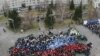 Russia -- Students gather to form the map of Russia as they celebrate the Day of People's Unity in the Siberian city of Krasnoyarsk, 04Nov2010