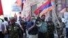 Armenia - Veterans of the Karabakh war demonstrate outside a government building in Yerevan, 6Jun2013.
