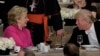 U.S. Democratic presidential nominee Hillary Clinton (left) shares a word with her Republican rival Donald Trump at the Alfred E. Smith Memorial Foundation Dinner in New York earlier this month. 
