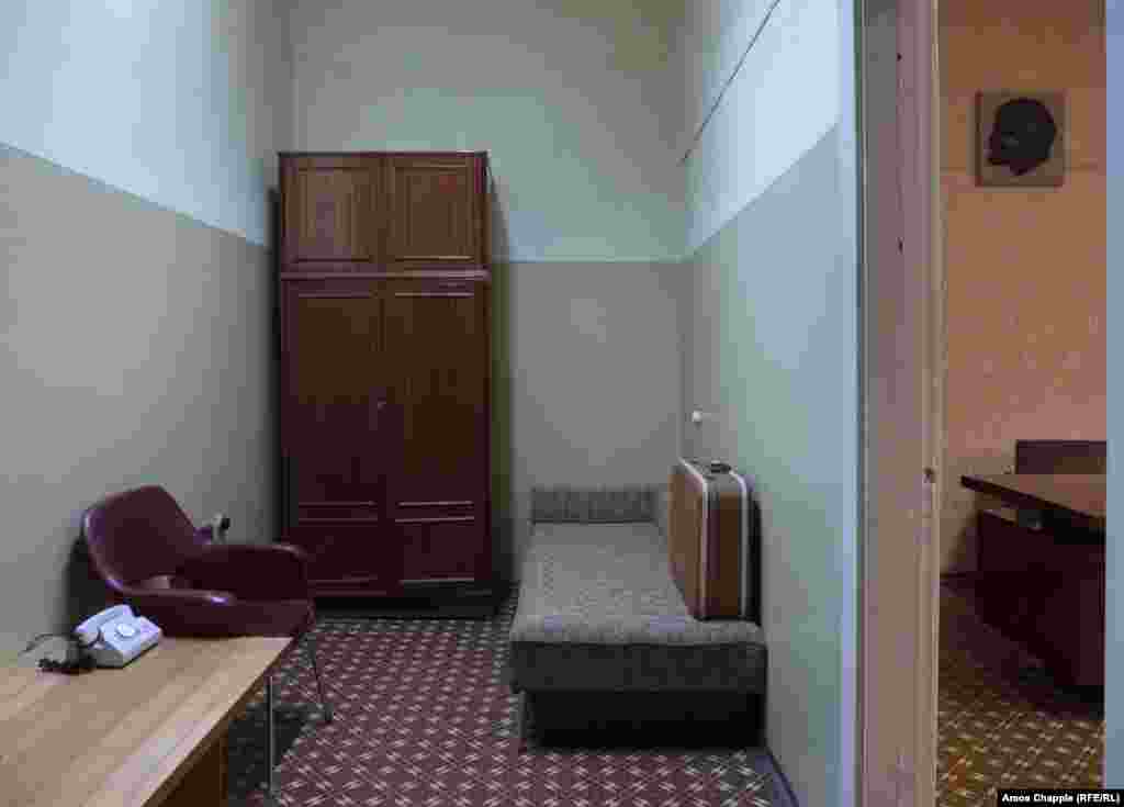 The bed and office (right) reserved for Latvia’s leading communist. In 1991, Pugo was involved in the attempted coup that would have stopped the reforms of Mikhail Gorbachev and reimposed hard-line communist rule over the Soviet Union. After the coup failed, Pugo killed himself with a pistol. His wife either also killed herself or was shot by Pugo.