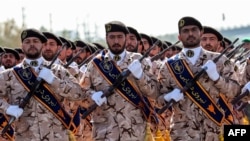 Members of Iran's Revolutionary Guards Corps take part in a military parade. (file photo)