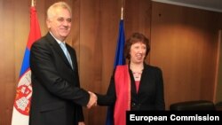 Catherine Ashton i Tomislav Nikolić, Brisel, 14. juni 2012.