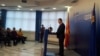 Лидерот на СДСМ Бранко Црвенковски на прес конференција во седиштето на партијата.