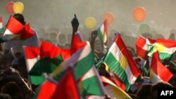 La un miting pro-independență în Arbil, capitala regiunii autonome kurde din nordul Irakului, 15 septembrie 2017