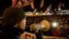Young Front leader Dzmitry Dashkevich addresses an opposition crowd during a "Go away!" campaign in 2010.