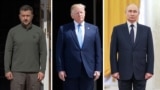 Владимир Зеленский, Дональд Трамп и Владимир Путин. Это комбинированная фотография - но встретятся ли три политика лицом к лицу?