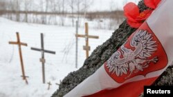 Росія – хрести на місці авіакатастрофі, в якій у 2010 році загинув колишній президент Польщі Лех Качинський і ще 95 осіб, околиця Смоленська, 10 квітня 2013 року