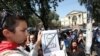 Armenia - Activists protest against Armenia’s membership in a Russia-led customs union in front of the presidential palace in Yerevan, 4Sep2013.