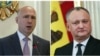 Igor Dodon (right) has been frequently at odds with Pavel Filip (left) and his government.
