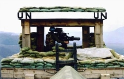 A Dutch UN post on the perimeter of Srebrenica