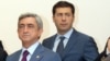 Armenia - President Serzh Sarkisian (L) and his son-in-law Mikael Minasian during a joint public appearance in Yerevan, 7Nov2009.
