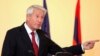Armenia - Thorbjorn Jagland, sectretary general of the Council of Europe, addresses the Forum For the Future of Democracy, Yerevan, 21Oct2010.