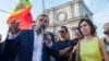 Andrei Nastase și Maia Sandu la protestul de joi din PMAN