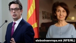 Polls indicate that incumbent Stevo Pendarovski (left) and Gordana Siljanovska Davkova are the front-runners in North Macedonia's presidential race. (composite file photo)