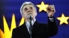 Georgian oligarch and founder of the ruling Georgian Dream party, Bidzina Ivanishvili, gives a speech during a gathering at the party's headquarters after exit polls were announced in Tbilisi on October 26.