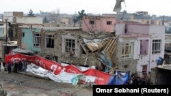 The site of a suicide bomb attack in Kabul on March 2