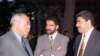 Musavat head Qambar (left) with party activists Arifoglu (center) and Akper (file photo)
