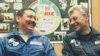 Командир экипажа "Союз-ТМ-32" Талгат Мусабаев и бортинженер Юрий Батурин. Байконыр, 27 апреля, 2001г. 