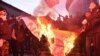 Члены ультрарадикального движения «Грузинский марш» сжигают радужный флаг (ЛГБТ). Тбилиси, 08.11.2019