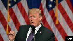 Președintele Donald Trump vorbind despre strategia sa de securitate națională la Ronald Reagan Building and International Trade Center in Washington