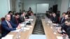 Armenia - EU (L) and Armenian officials begin a new round of free trade talks in Yerevan, 16Apr2013.