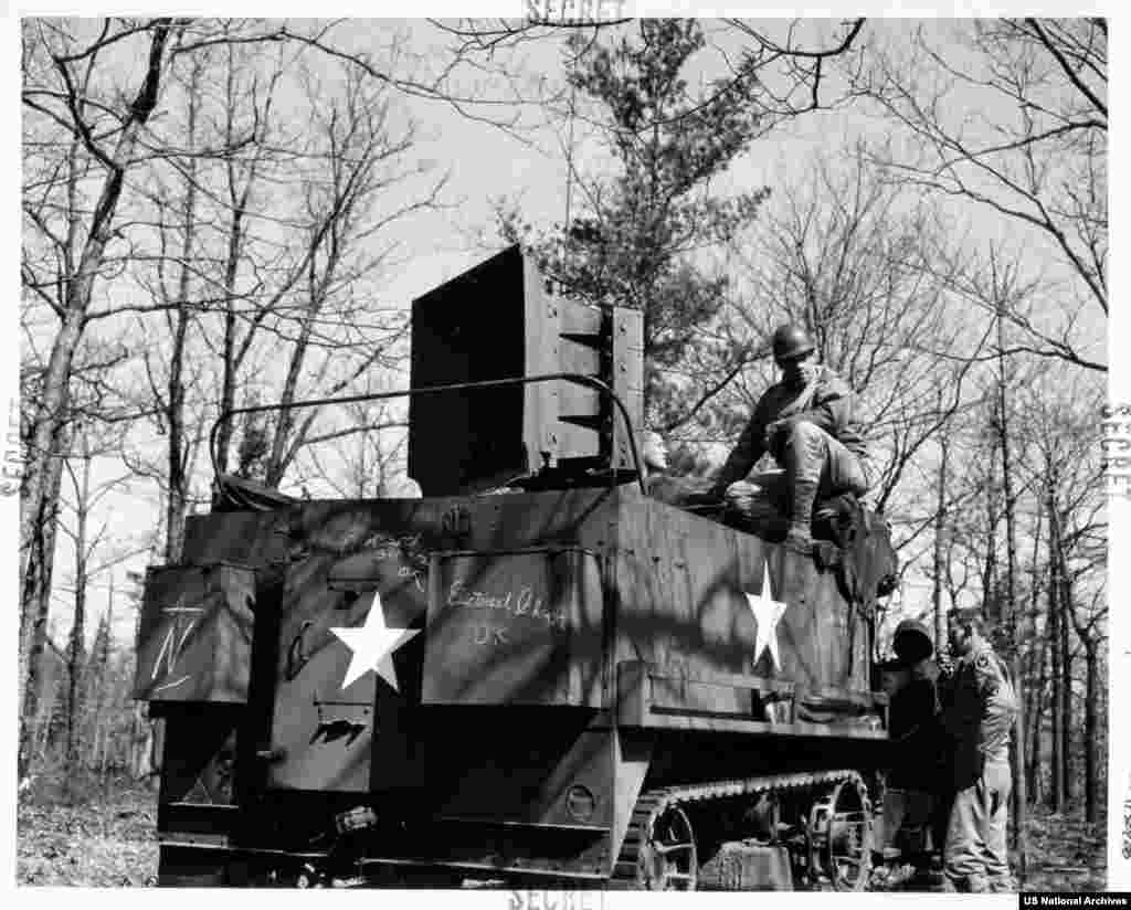 The "Ghost Army" also deployed vehicle-mounted speakers (pictured) that blasted recordings of a large army on the move. According to Smithsonian, the "Ghost Army’s" deception saved thousands of lives as German defenses melted away in the face of apparently overwhelming Allied force.